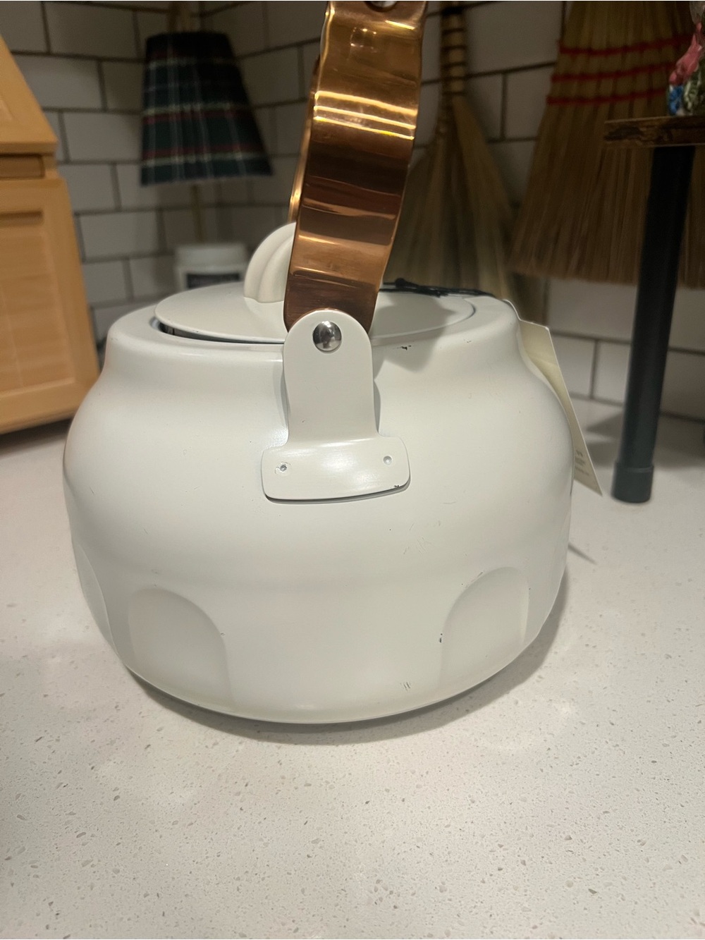 Hearth & Hand White Teapot with Copper-Tone Spout and Handle Accents - Picture 4 of 5